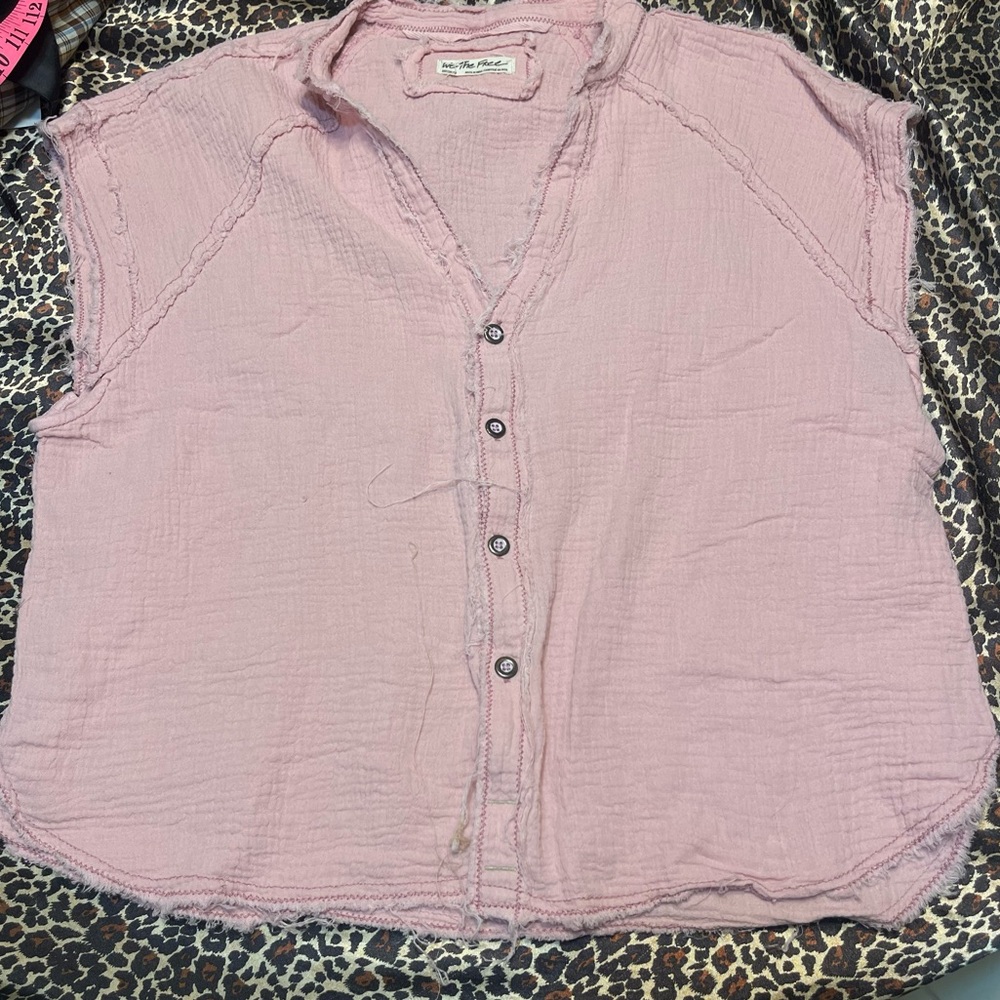 We the Free Free People Mauve Gauze Button Down